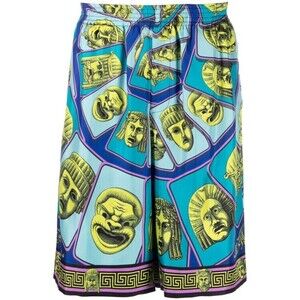 Versace Le Maschere Print Silk Shorts - NWT